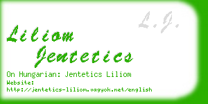 liliom jentetics business card